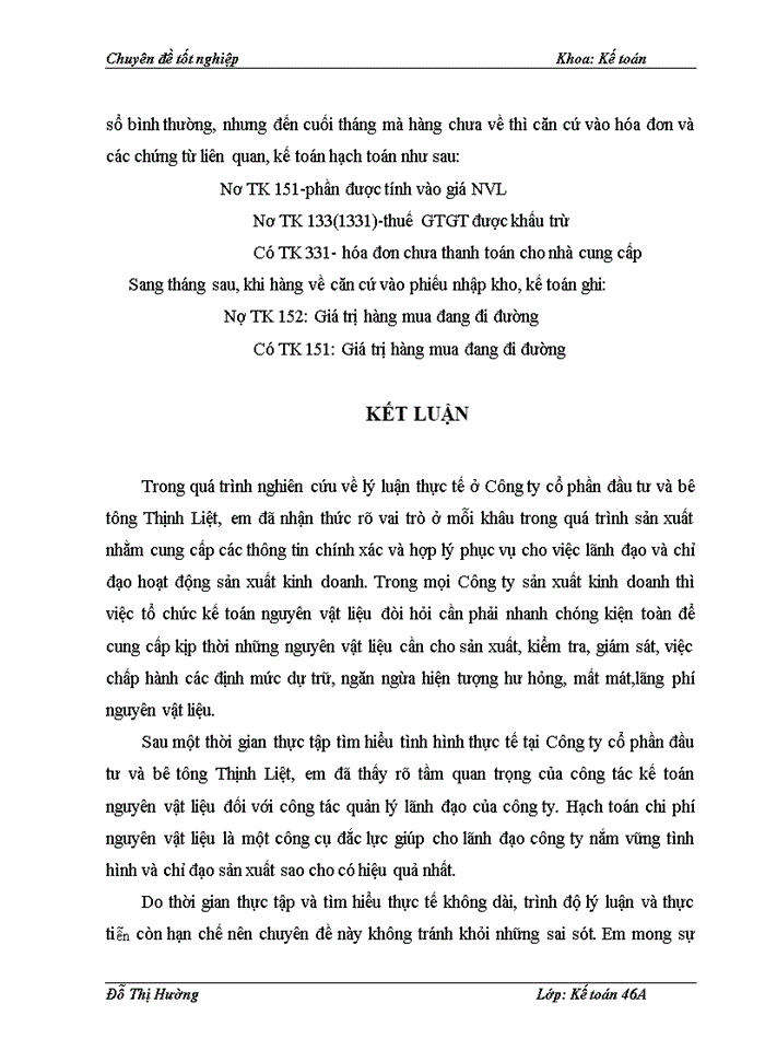 image for page Hoàn thiện kế toán nguyên vật liệu ở Công ty cổ phần đầu tư và bê tông Thịnh Liệt