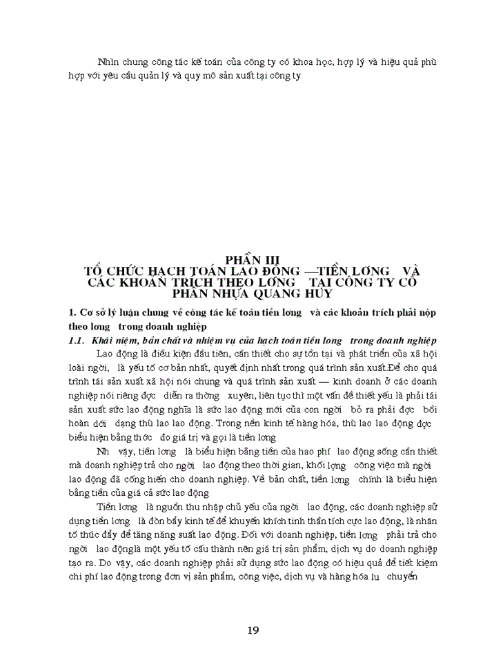 image for page Tổ chức hạch toán lao động – tiền lương và các khoản trích phải nộp theo lương tại Công ty Cổ Phần Nhựa Quang Huy năm 2006