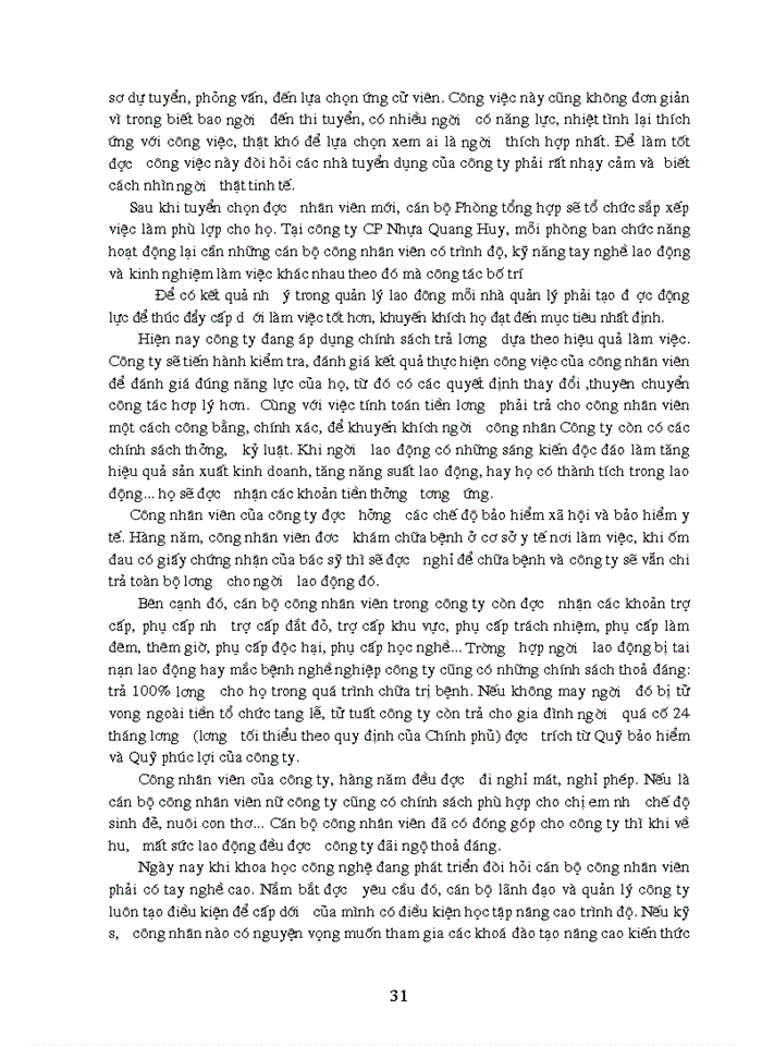 image for page Tổ chức hạch toán lao động – tiền lương và các khoản trích phải nộp theo lương tại Công ty Cổ Phần Nhựa Quang Huy năm 2006