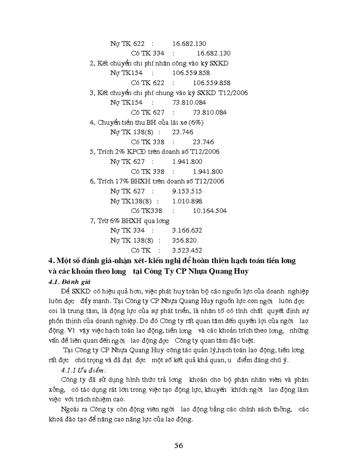 image for page Tổ chức hạch toán lao động – tiền lương và các khoản trích phải nộp theo lương tại Công ty Cổ Phần Nhựa Quang Huy năm 2006