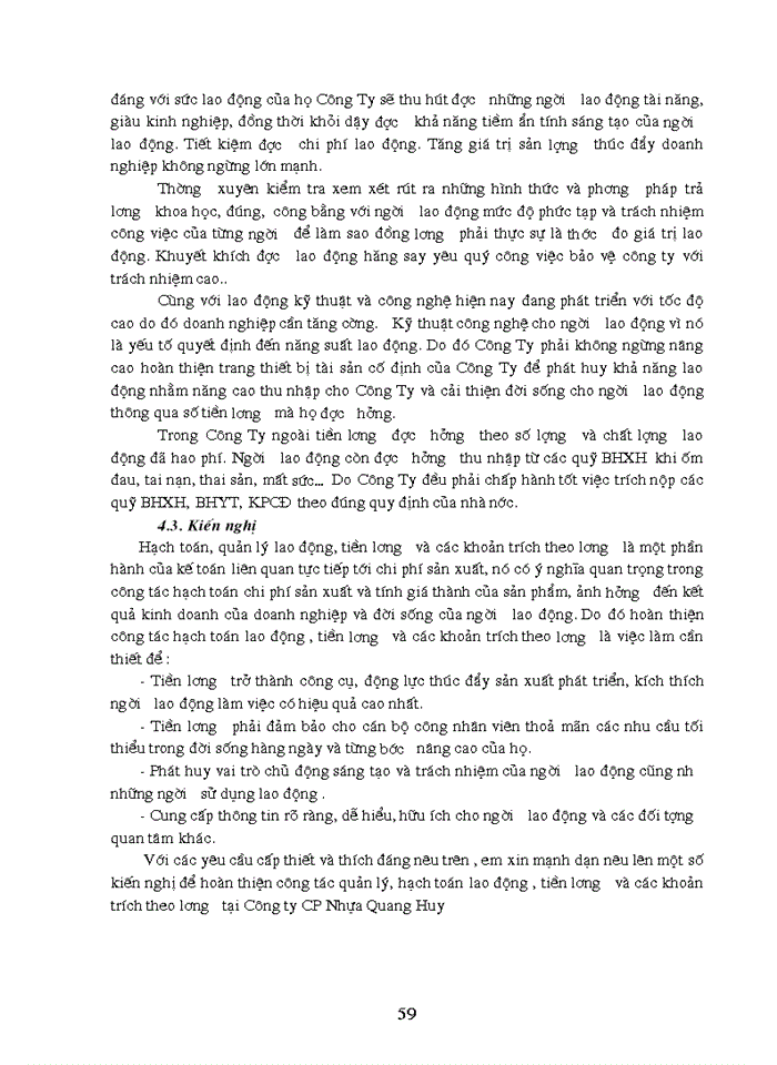 image for page Tổ chức hạch toán lao động – tiền lương và các khoản trích phải nộp theo lương tại Công ty Cổ Phần Nhựa Quang Huy năm 2006