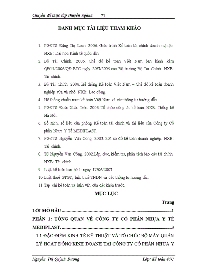 image for page Kế toán nguyên, vật  liệu tại Công ty Cổ phần Nhựa Y tế MEDIPLAST