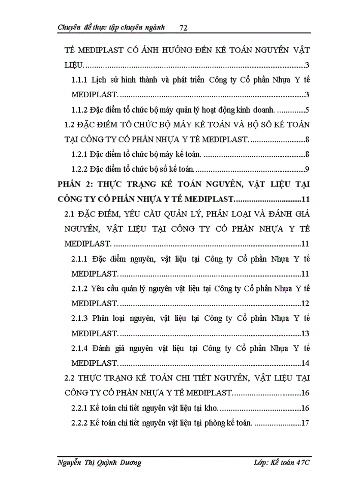 image for page Kế toán nguyên, vật  liệu tại Công ty Cổ phần Nhựa Y tế MEDIPLAST