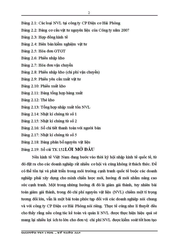Hoàn thiện  kế toán nguyên vật liệu tại công ty CP Điện cơ Hải Phòng