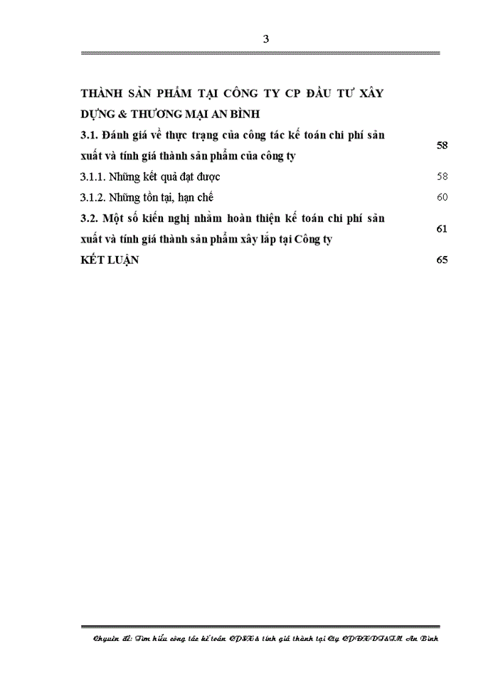 Hoàn thiện kế toán chi phí sản xuất và tính giá thành sản phẩm tại công ty cổ phần đầu tư xây dựng & thương mại an bình