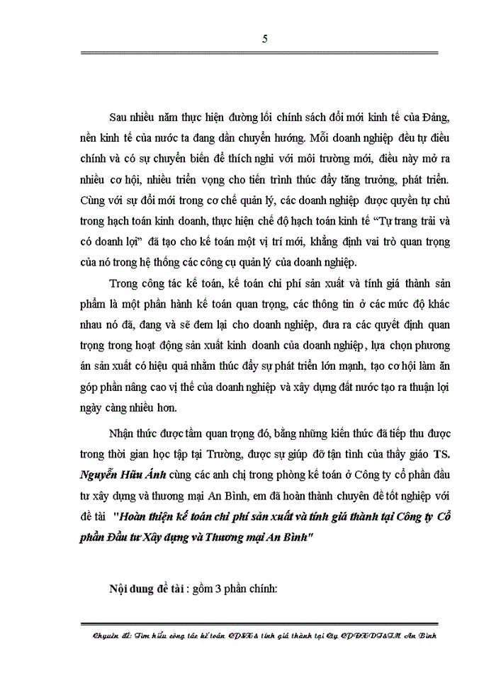 image for page Hoàn thiện kế toán chi phí sản xuất và tính giá thành sản phẩm tại công ty cổ phần đầu tư xây dựng & thương mại an bình
