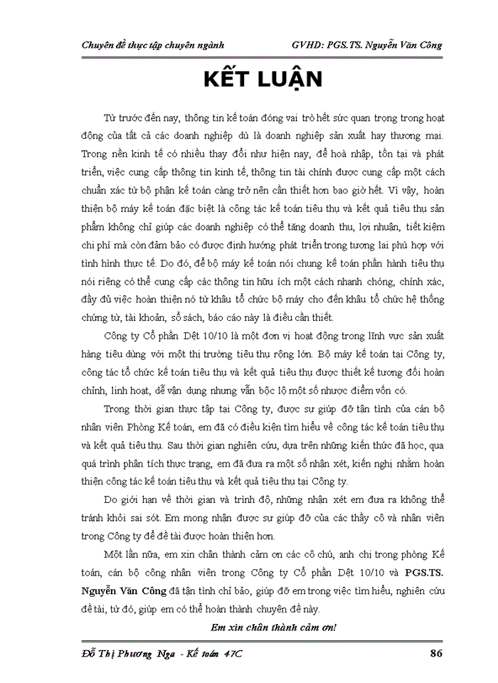 image for page Hoàn thiện kế toán tiêu thụ và kết quả tiêu thụ tại Công ty Cổ phần Dệt 10/10
