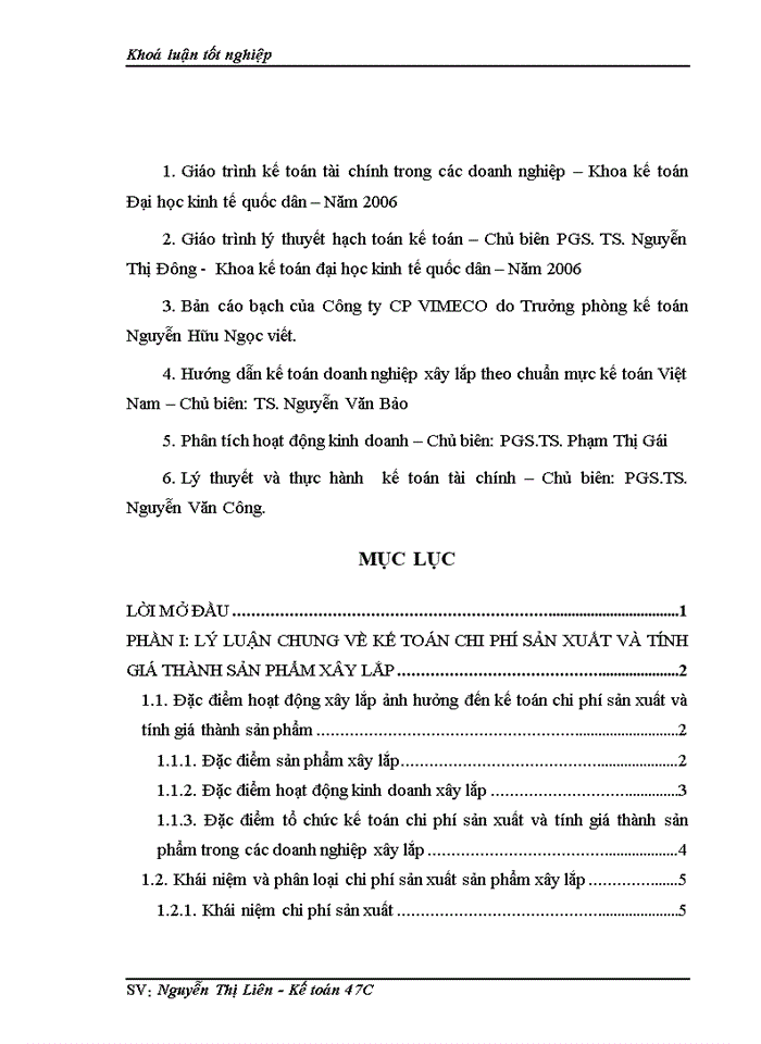 image for page Hoàn thiện kế toán chi phí sản xuất và tính giá thành sản phẩm xây lắp tại công ty cổ phần VIMECO