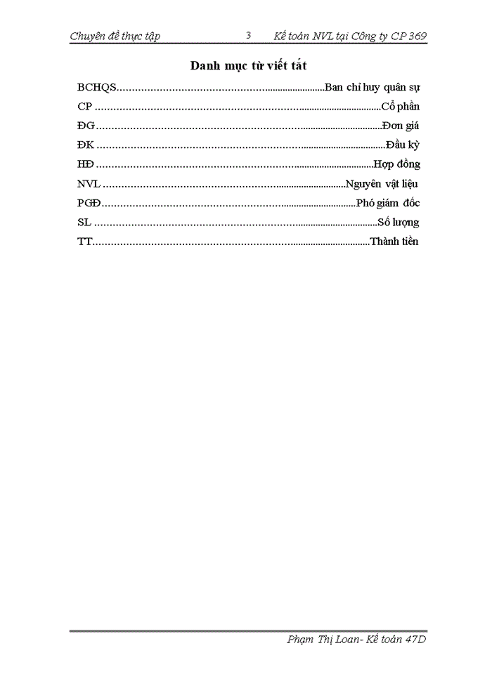 Kế toán NVL tại Công ty cổ phần 369