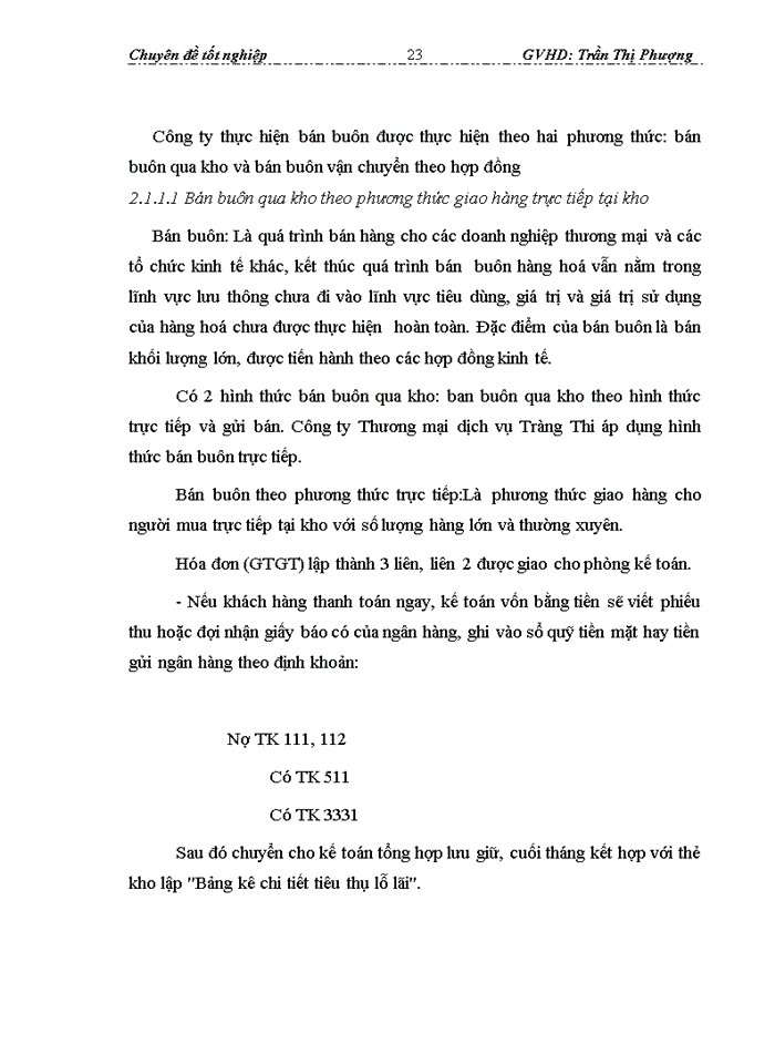 image for page Hạch toán tiêu thụ hàng hóa và xác định kết quả tiêu thụ hàng hóa tại CTy Thương mại dịch vụ Tràng Thi