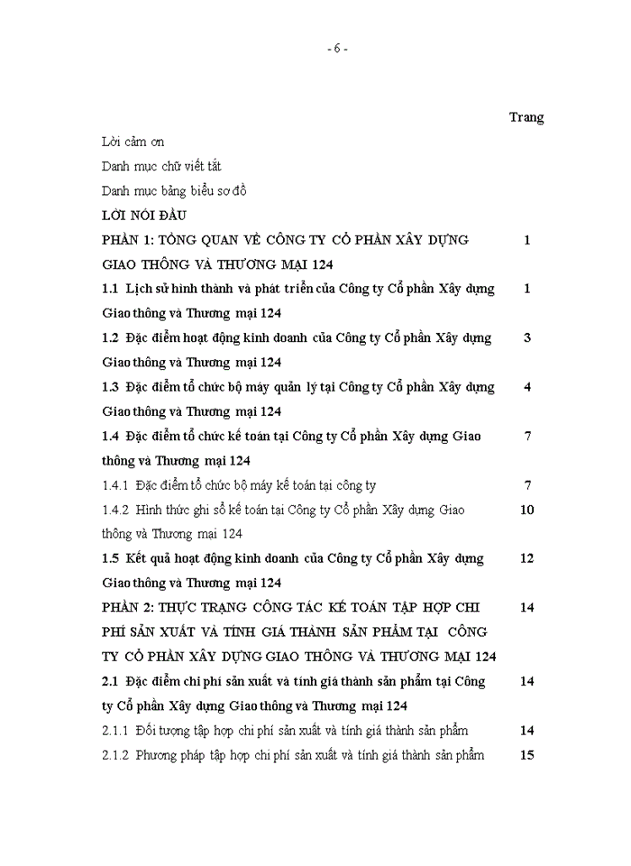 image for page Hoàn thiện công tác kế toán chi phí sản xuất và tính giá thành sản phẩm tại Công ty Cổ phần Xây dựng Giao thông và Thương Mại 124