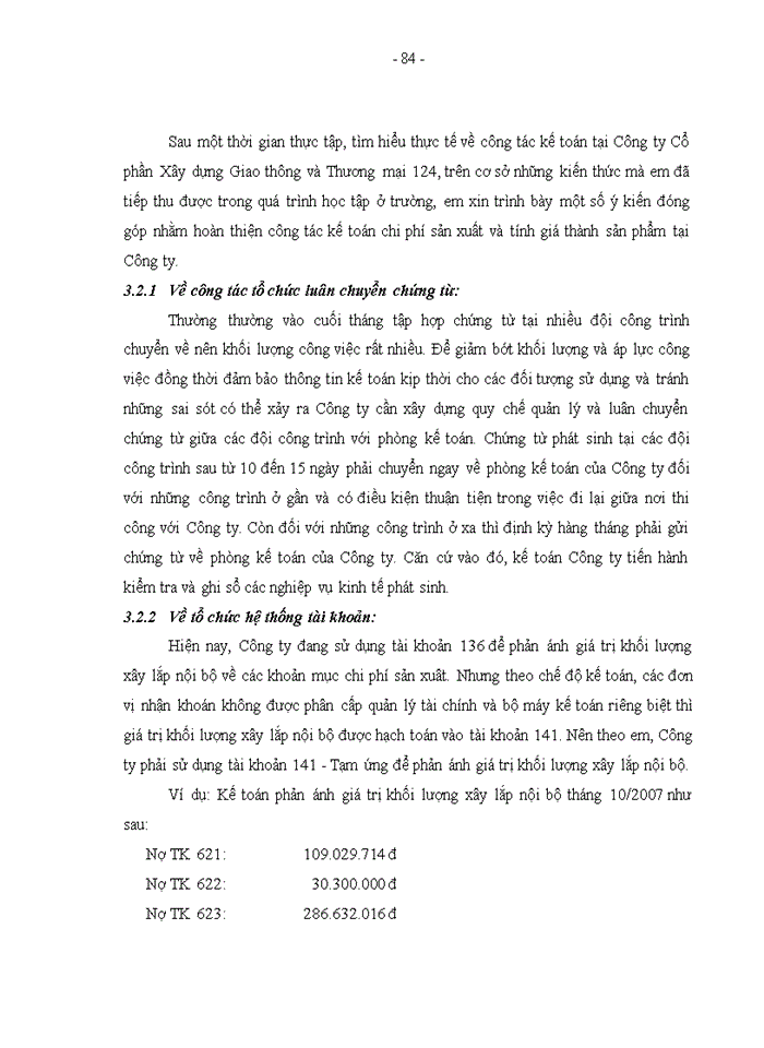 image for page Hoàn thiện công tác kế toán chi phí sản xuất và tính giá thành sản phẩm tại Công ty Cổ phần Xây dựng Giao thông và Thương Mại 124