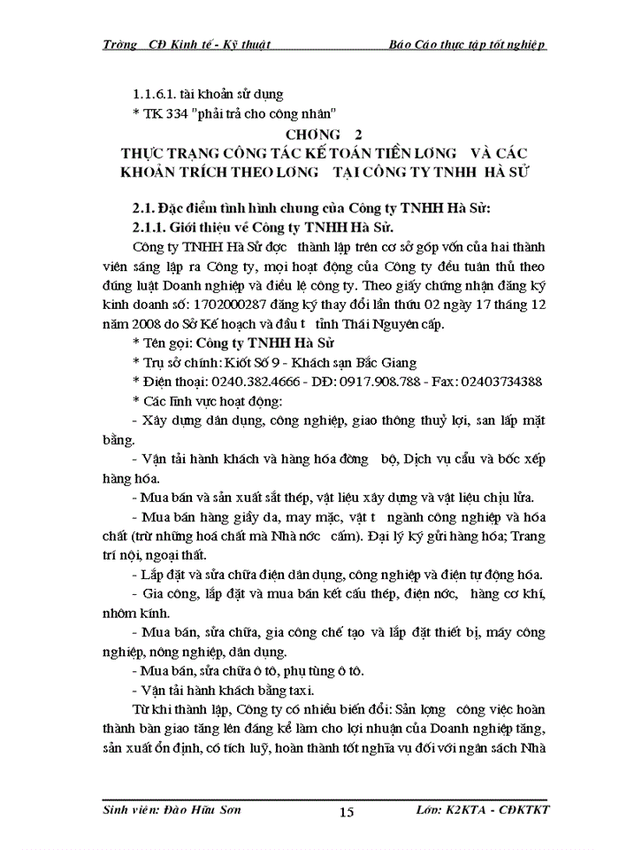 image for page Kế toán tiền lương và các khoản trích theo lương tại Công Ty TNHH Hà Sử