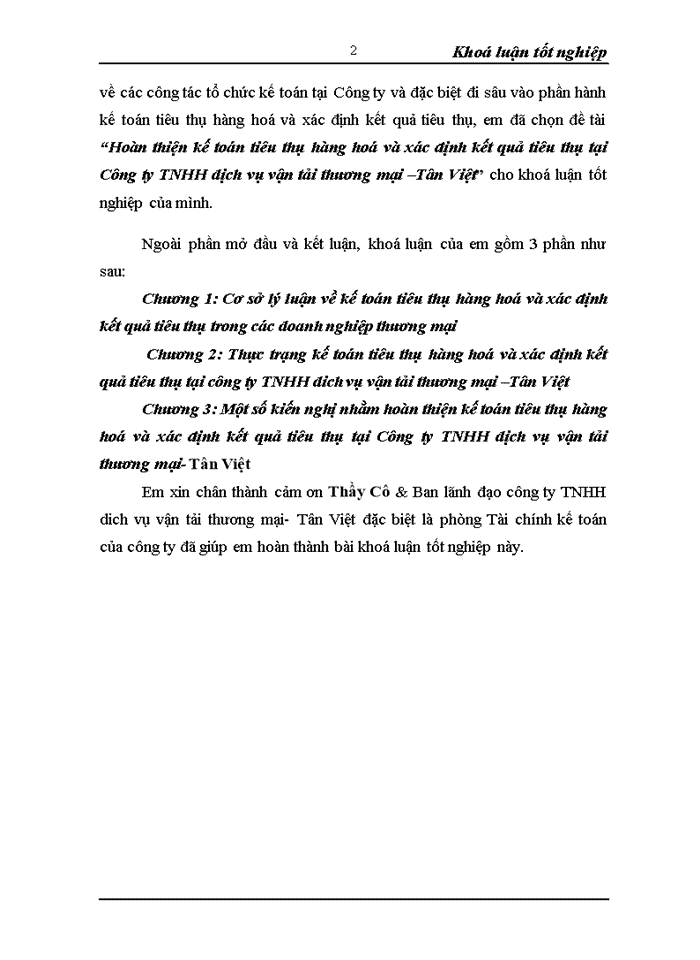 image for page Hoàn thiện kế toán tiêu thụ hàng hoá và xác định kết quả tiêu thụ tại Công ty TNHH dịch vụ vận tải thương mại –Tân Việt