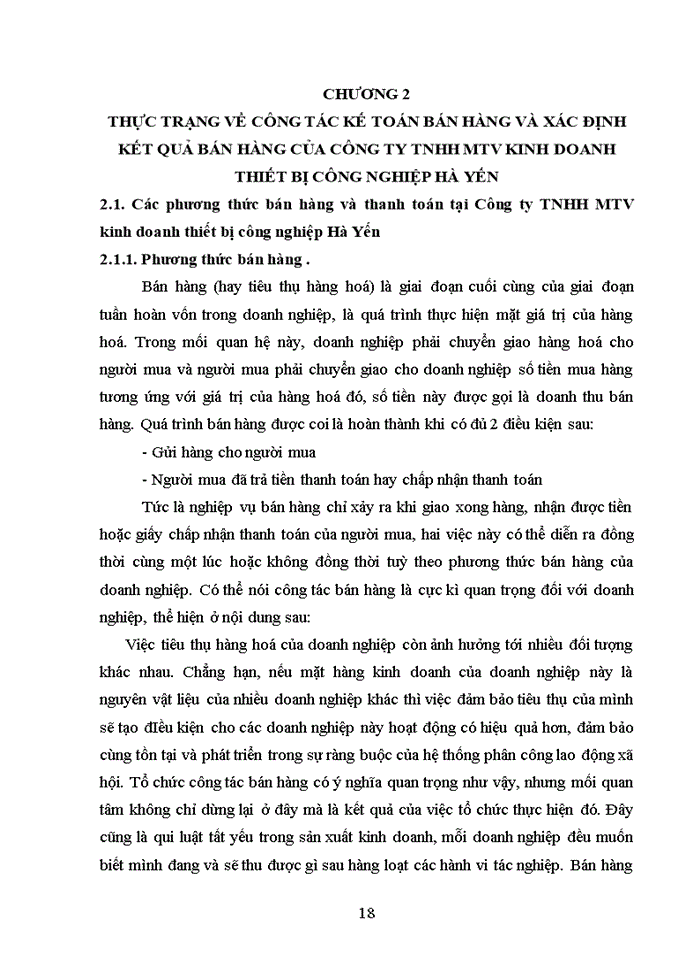 image for page Tổ chức công tác kế toán bán hàng và xác định kết quả bán hàng tại Công ty TNHH MTV kinh doanh thiết bị công nghiệp Hà Yến