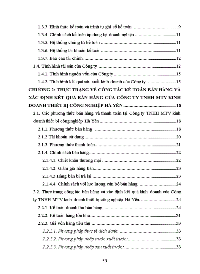 image for page Tổ chức công tác kế toán bán hàng và xác định kết quả bán hàng tại Công ty TNHH MTV kinh doanh thiết bị công nghiệp Hà Yến