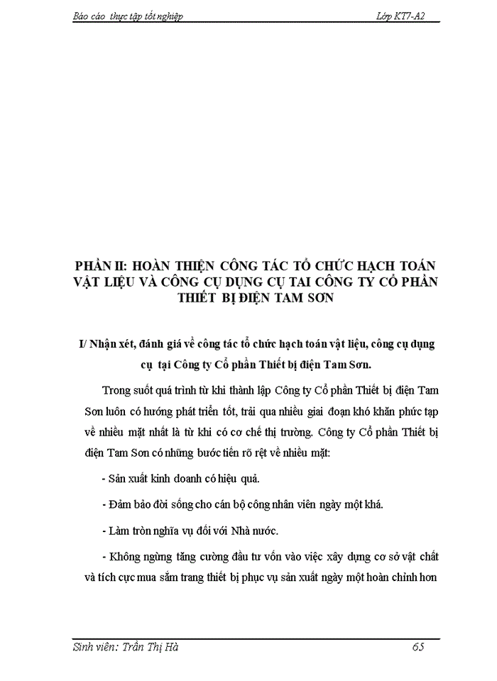image for page Hoàn thiện kế toán nguyên vật liệu và công cụ dụng cụ tại Công ty Cổ phần Thiết bị điện Tam Sơn