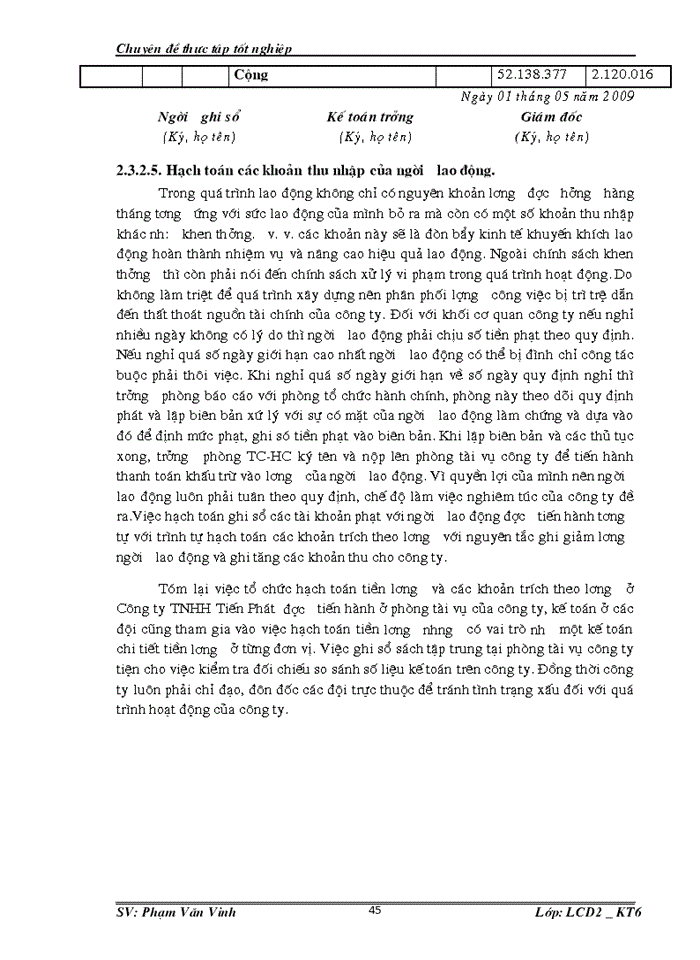 image for page Kế toán tiền lương và các khoản trích theo lương tại  Công ty TNHH Tiến Phát.