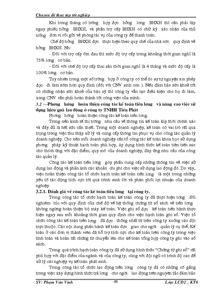 image for page Kế toán tiền lương và các khoản trích theo lương tại  Công ty TNHH Tiến Phát.