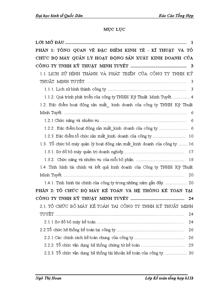 image for page Tổ chức bộ máy kế toán và hệ thống kế toán tại Công ty TNHH Kỹ Thuật Minh Tuyết.