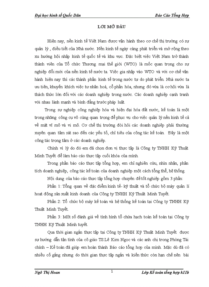 image for page Tổ chức bộ máy kế toán và hệ thống kế toán tại Công ty TNHH Kỹ Thuật Minh Tuyết.