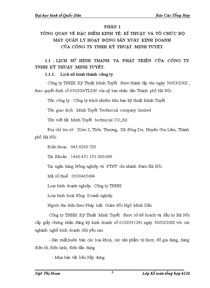 image for page Tổ chức bộ máy kế toán và hệ thống kế toán tại Công ty TNHH Kỹ Thuật Minh Tuyết.