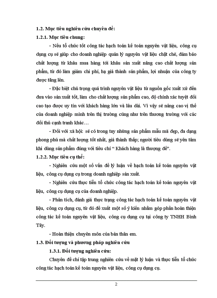 image for page Tổ chức công tác Hạch toán kế toán nguyên vật liệu, công cụ dụng cụ tại công ty Trách nhiệm hữu hạn Bình Tây