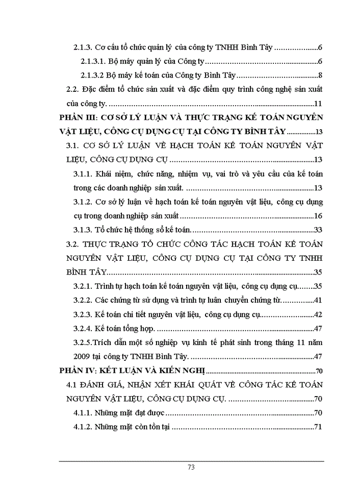 image for page Tổ chức công tác Hạch toán kế toán nguyên vật liệu, công cụ dụng cụ tại công ty Trách nhiệm hữu hạn Bình Tây