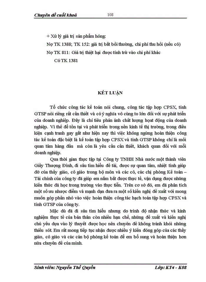 image for page Công tác tổ chức kế toán tập hợp chi phí sản xuất và tính giá thành sản phẩm tại Công ty TNHH Nhà nước một thành viên Giầy Thượng Đình