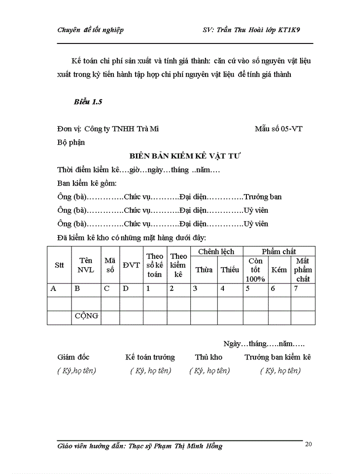 image for page Hoàn thiện  kế toán nguyên vật liệu tại công ty TNHH Trà Mi
