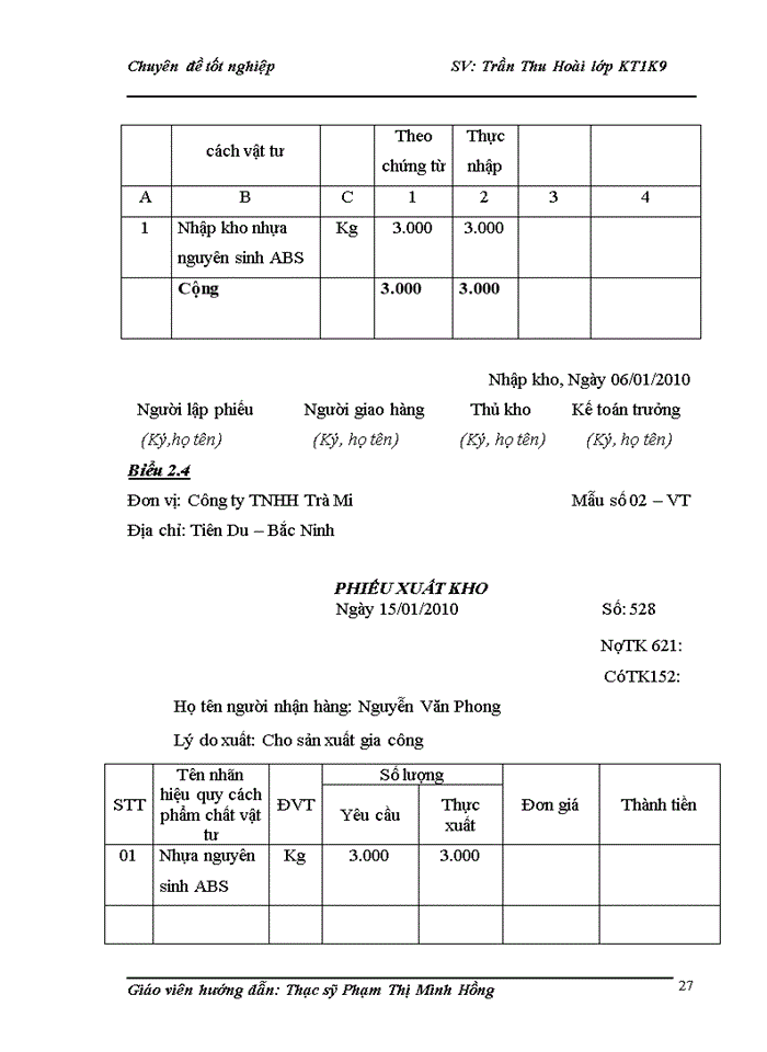 image for page Hoàn thiện  kế toán nguyên vật liệu tại công ty TNHH Trà Mi