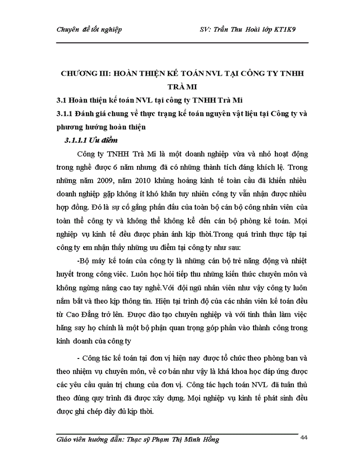 image for page Hoàn thiện  kế toán nguyên vật liệu tại công ty TNHH Trà Mi