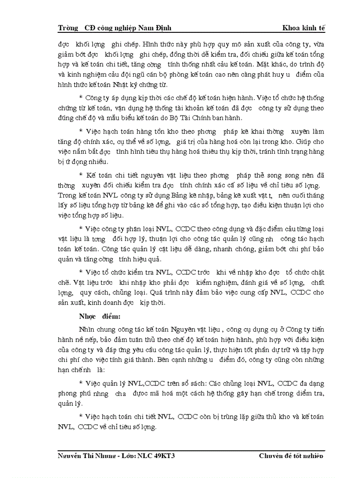 image for page Kế toán Nguyên vật liệu và Công cụ dụng cụ tại Công ty CP Thăng Long II