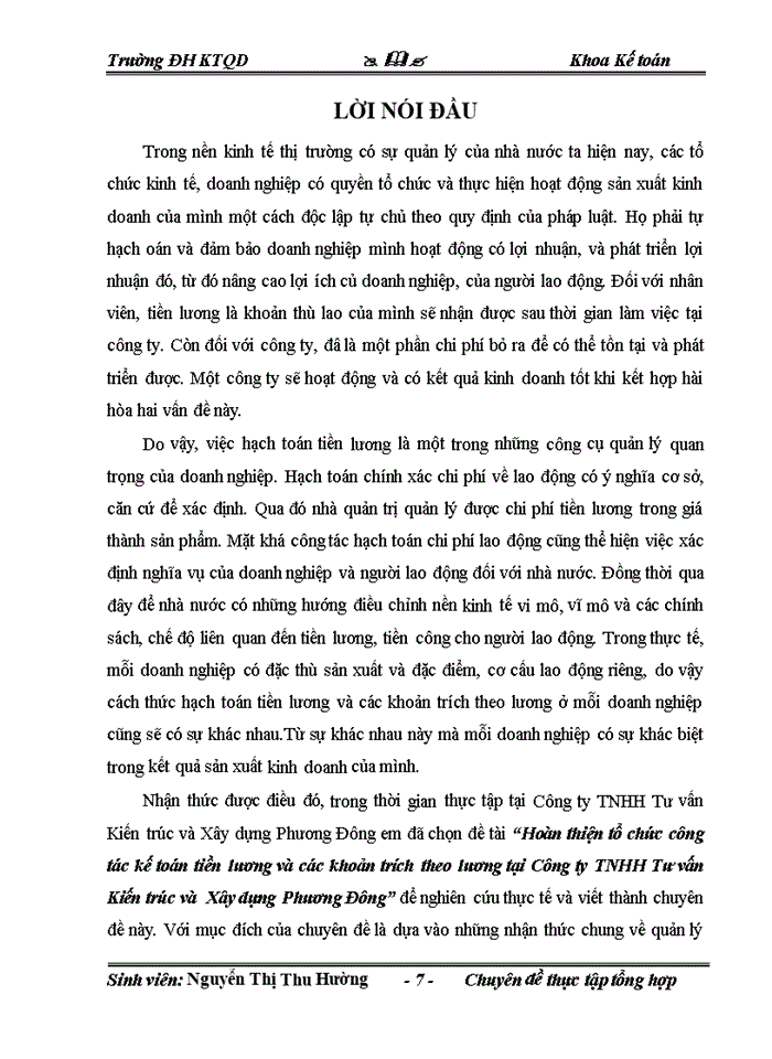 image for page Hoàn thiện tổ chức công tác kế toán tiền lương và các khoản trích theo lương tại Công ty TNHH Tư vấn Kiến trúc và  Xây dựng Phương Đông