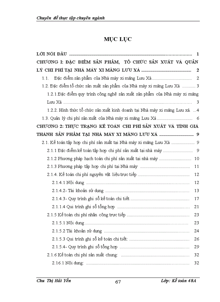 image for page Hoàn thiện kế toán tập hợp chi phí sản xuất và tính giá thành sản phẩm tại Nhá máy xi măng Lưu Xá