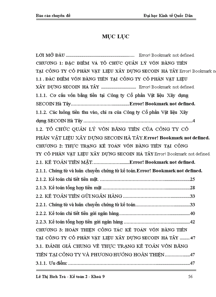 image for page Hoàn thiện  kế toán vốn bằng tiền tại Công ty Cổ phần Vật liệu Xây dựng SECOIN Hà Tây