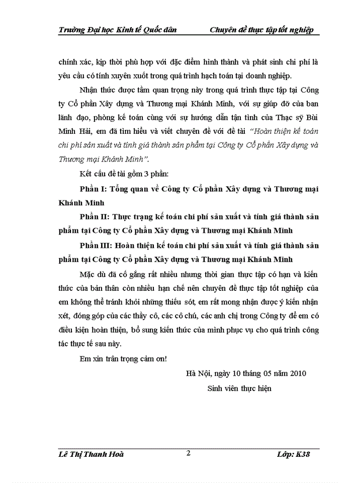 image for page Hoàn thiện kế toán chi phí sản xuất và tính giá thành sản phẩm tại Công ty Cổ phần Xây dựng và Thương mại Khánh Minh