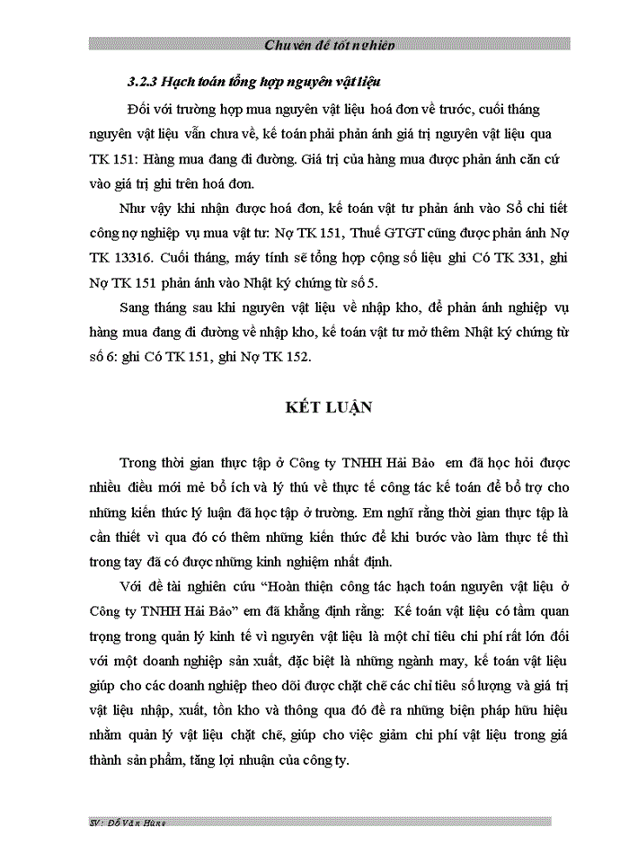 image for page Hoàn thiện kế toán nguyên liệu vật liệu tại Công ty TNHH Hải Bảo