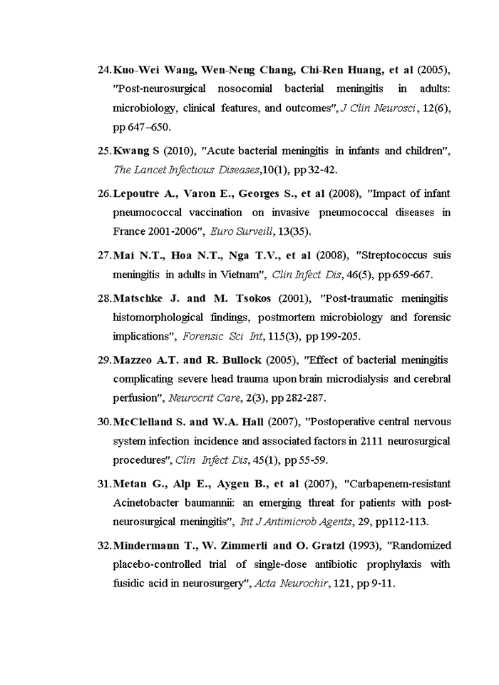 image for page Nghiên cứu đặc điểm lâm sàng, cận lâm sàng và căn nguyên ở bệnh nhân viêm màng não mủ sau phẫu thuật thần kinh