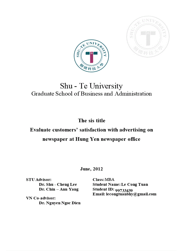 image for page Evaluate customers’ satisfaction with advertising on newspaper at Hung Yen newspaper office