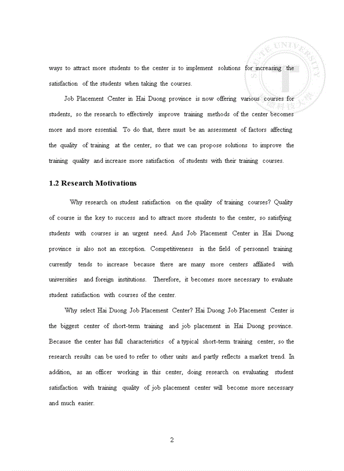 image for page Study on learner’s satisfaction with training quality at job placement centers, hai duong city