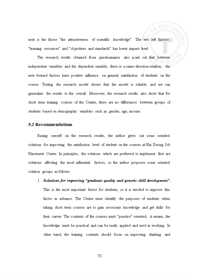 image for page Study on learner’s satisfaction with training quality at job placement centers, hai duong city