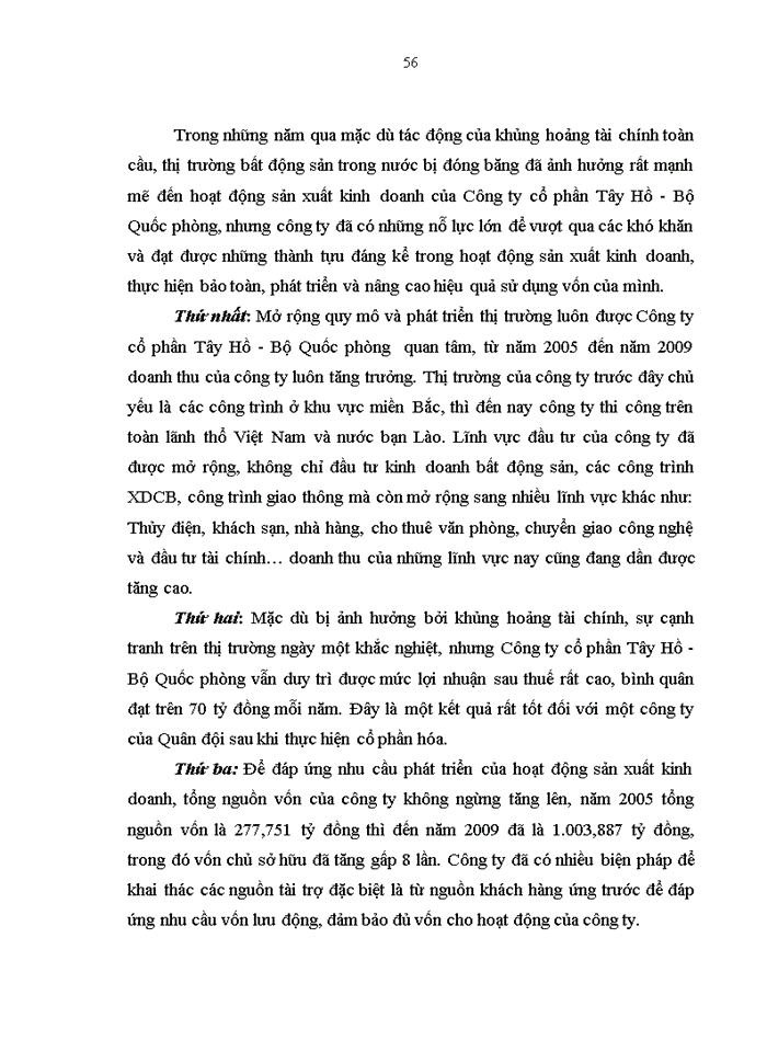 image for page Nâng cao hiệu quả sử dụng vốn tại Công ty cổ phần Tây Hồ - Bộ Quốc phòng