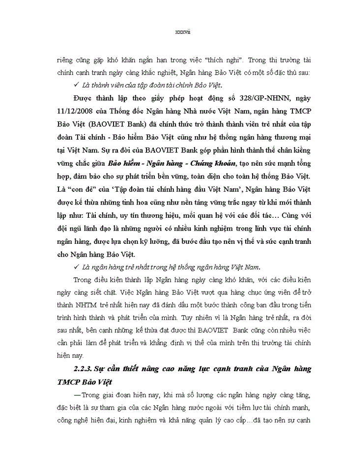 image for page Nâng cao năng lực cạnh tranh của Ngân hàng Thương mại cổ phần Bảo Việt