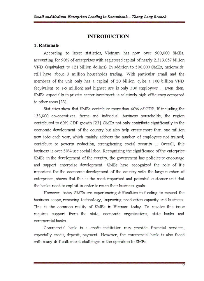 image for page Small and Medium Enterprises Lending in Sacombank – Thang Long Branch