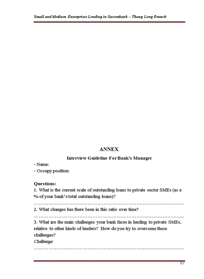 image for page Small and Medium Enterprises Lending in Sacombank – Thang Long Branch