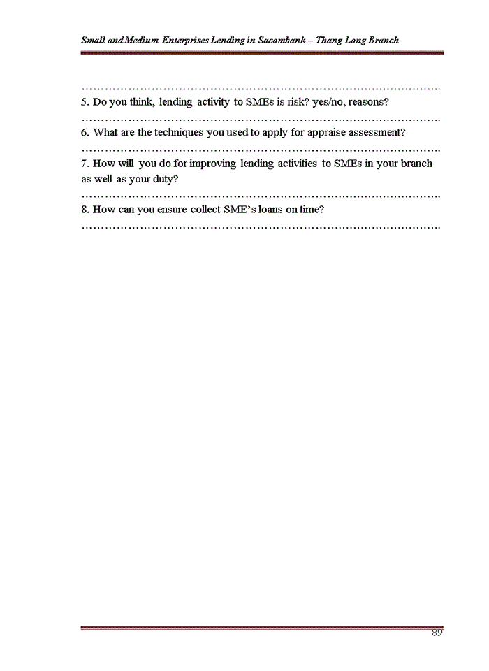 image for page Small and Medium Enterprises Lending in Sacombank – Thang Long Branch