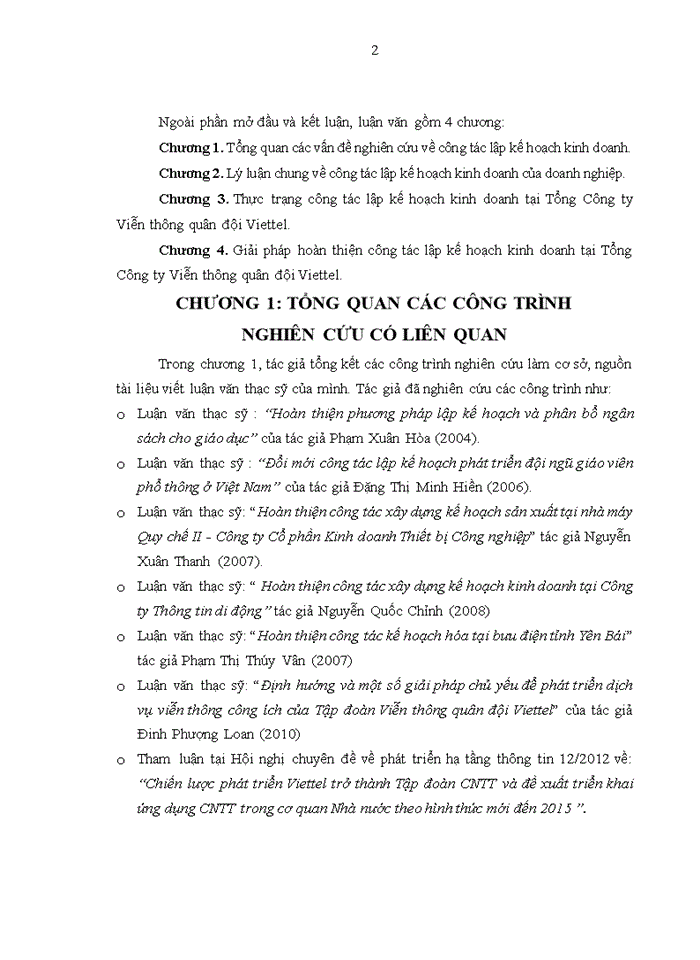 image for page Hoàn thiện công tác lập kế hoạch kinh doanh tại Tổng Công ty Viễn thông quân đội Viettel (Viettel Telecom)