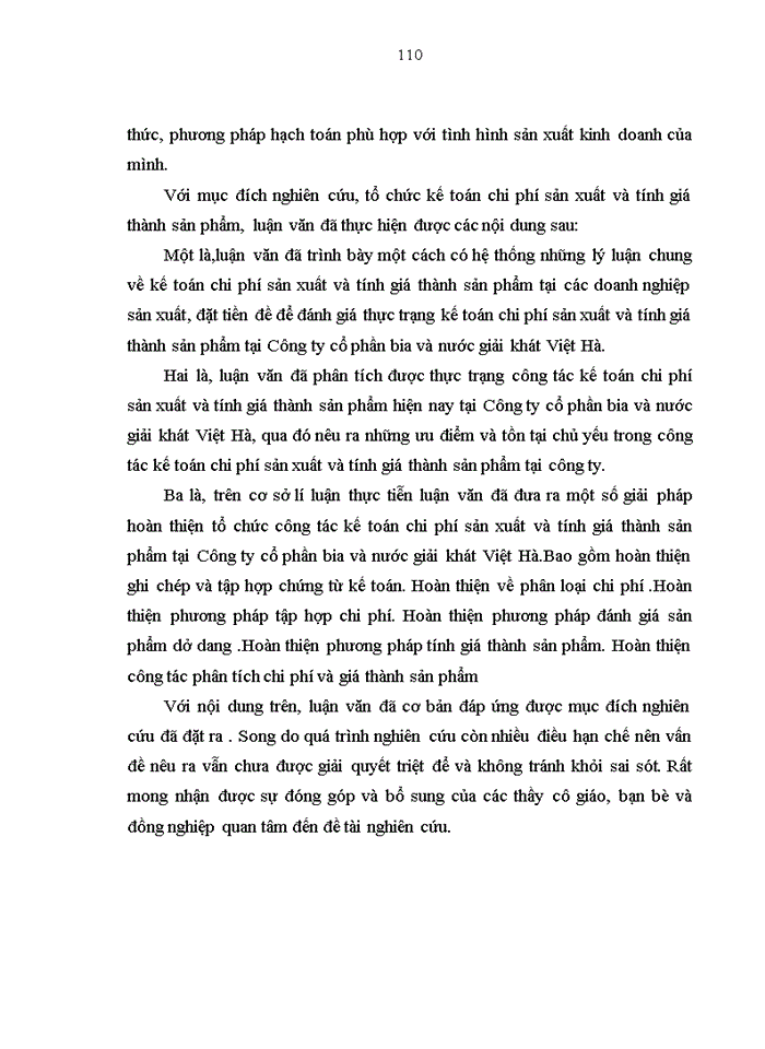 image for page Hoàn thiện kế toán chi phí sản xuất và tính giá thành sản phẩm tại Công ty Cổ phần Bia và nước giải khát Việt Hà