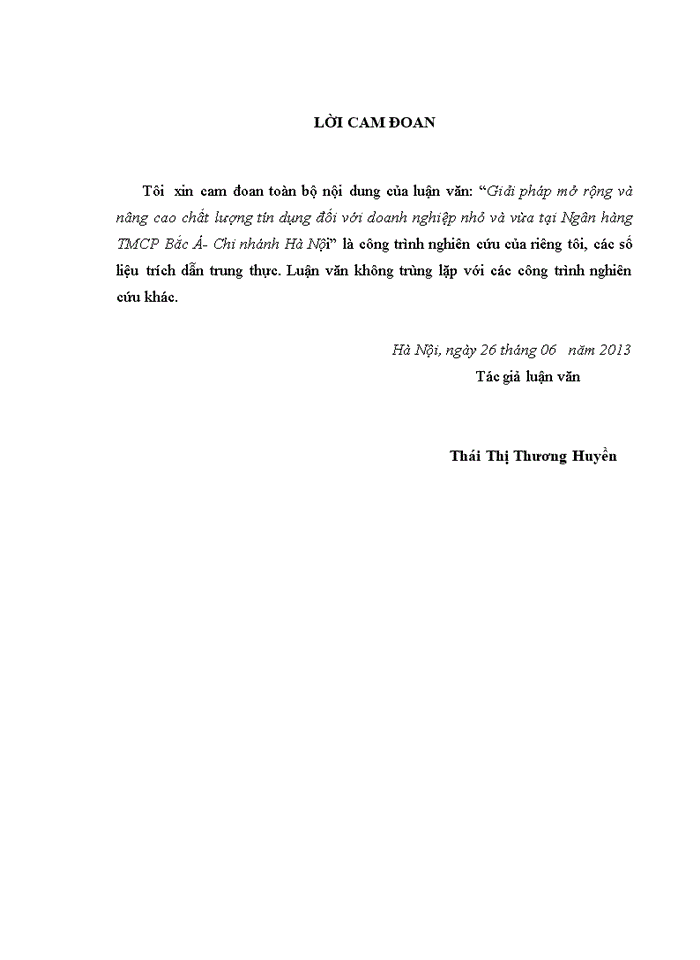 image for page Giải pháp mở rộng và nâng cao chất lượng tín dụng đối với doanh nghiệp nhỏ và vừa tại Ngân hàng TMCP Bắc Á- Chi nhánh Hà Nội